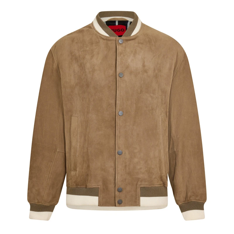 Image of Hugo Mens Ledam Leather Jacket Medium Brown male XS