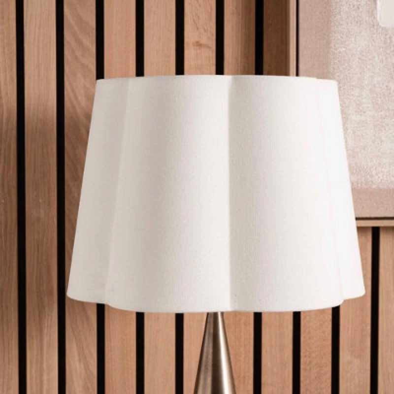 Image of Ruma White Handloom Tapered Scalloped Lampshade for Table Lamps White