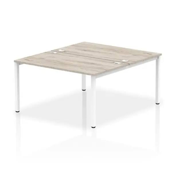 image of Impulse Bench B2B 2 Person 1400 White Frame Office Bench Desk Grey Oak