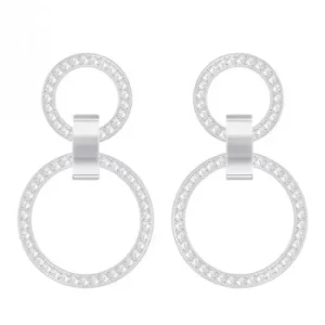 image of Ladies Swarovski Silver Plated Hollow Earrings