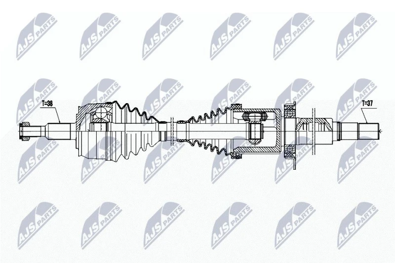 Image of NTY NPW-WW-255 Drive shaft Automatic Transmission, Front Axle Right Drive Shaft (13)