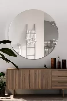 image of All Glass Circular Bevelled Venetian Design Round Wall Mirror 100 x 100 CM