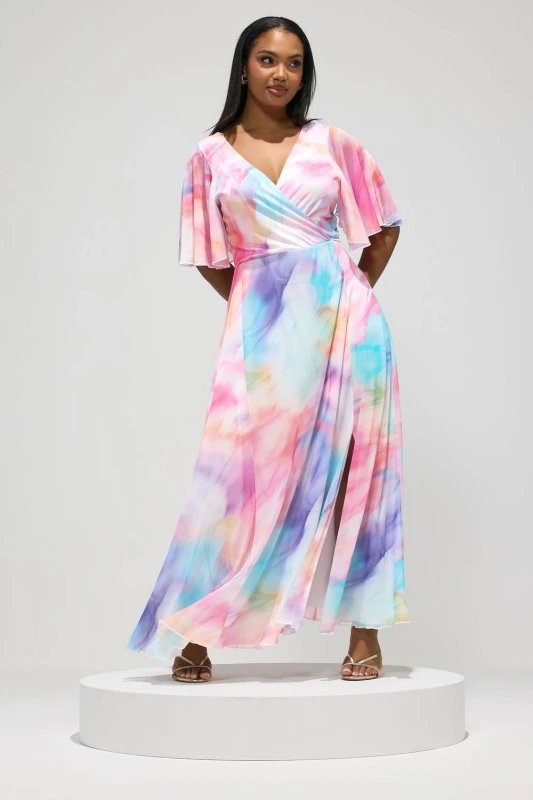 Image of Yours Womens Blurred Abstract Wrap Dress Size: 20 Multicolor Female 20