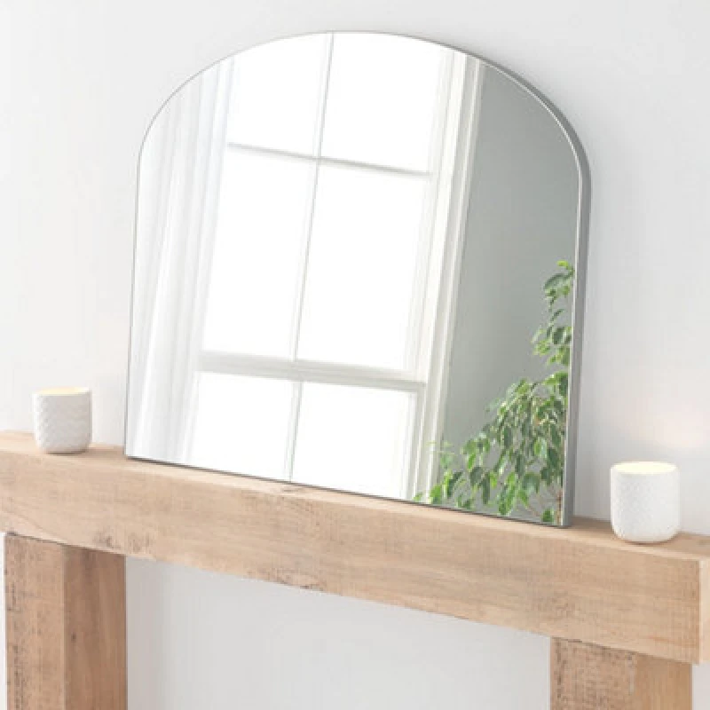 Image of Yearn Mirrors Yearn Mirrors Minimal Plain Mantle Mirror Silver 91(w) x 69cm(h) Silver One Size Unisex 0716053067500