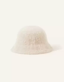 Image of Accessorize Womens Fluffy Bucket Hat Natural, Size: One Size