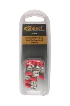 Image of 6.3mm Red Female Push On Insulated Terminal Pk 10 Connect 36866