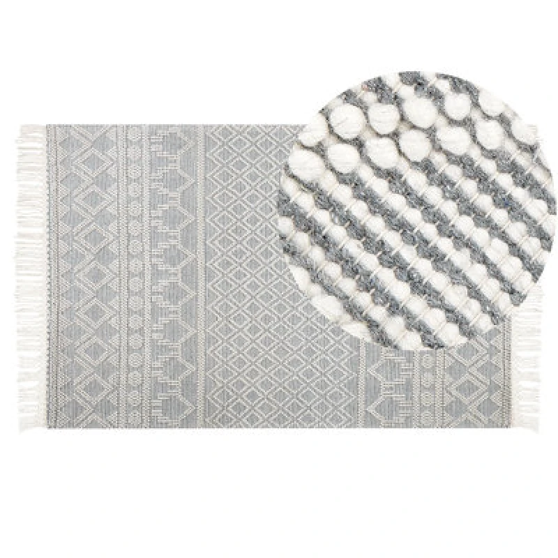 Image of Beliani Rug Solhan Grey Beige 160 X 230 Cm Wool