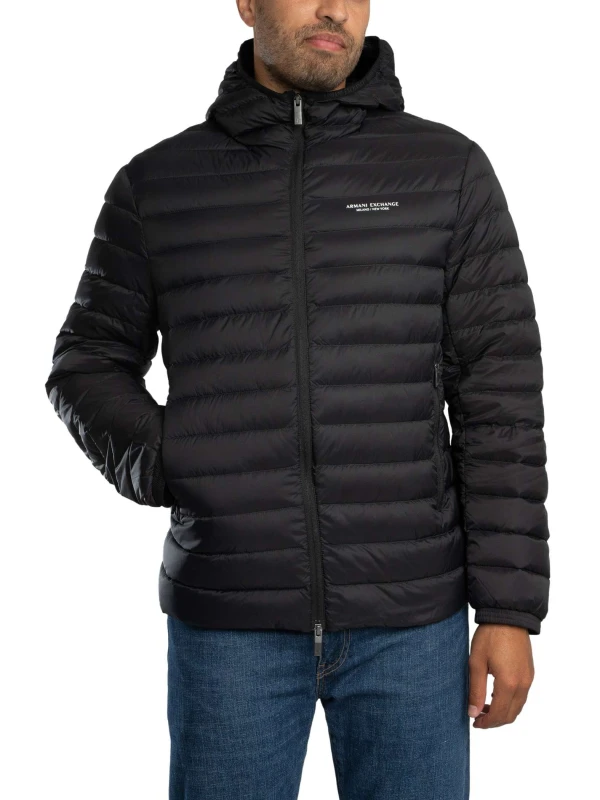 Image of Armani Exchange Chest Logo Down Jacket Black XL