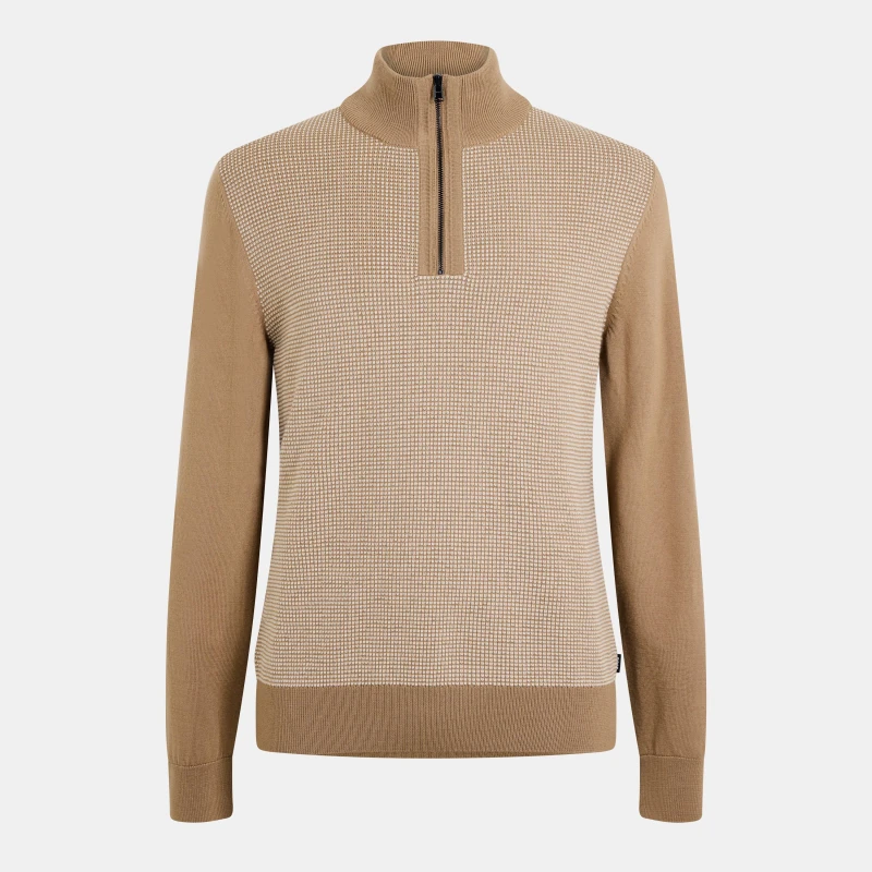 Image of Boss Mens H-Dambino Knitwear Crew Neck Jumper Open Beige male Small