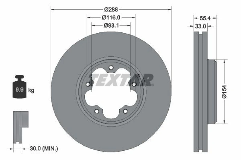 Image of Brake disc TEXTAR 92320303