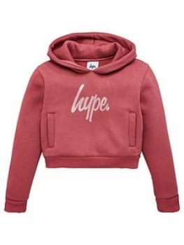 image of Hype Girls Rose Gold Script Cropped Overhead Hoodie - Mauve