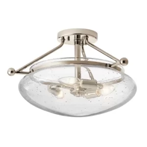 Image of Kichler Belle 3 Light Semi-Flush Mount Polished Nickel
