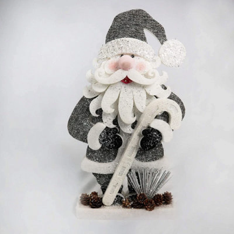 Image of Shatchi Christmas Decoration 42cm Santa Christmas Tabletop Figures Window Holiday Home Xmas Glitter Foam Showpiece Decorations Silver