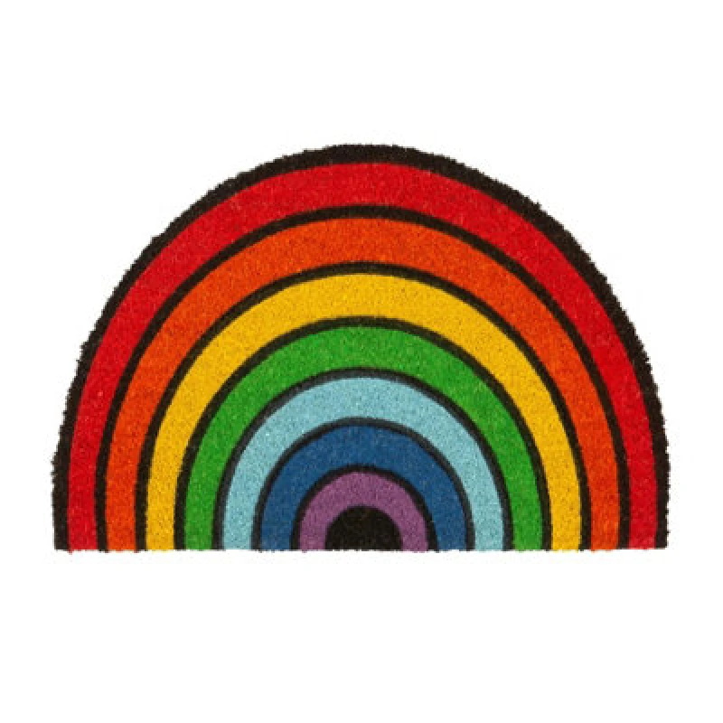 Image of Nicola Spring Coir Half Moon Door Mat - 60 x 40cm - Rainbow Multi