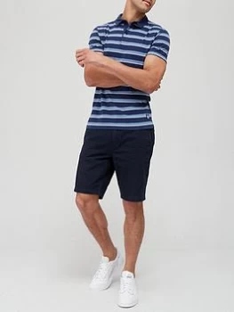 Image of Superdry Stripe Polo Shirt - Navy Stripe, Navy Stripe, Size L, Men