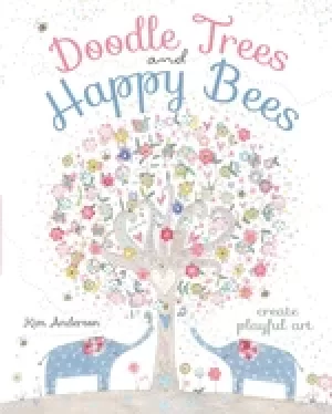 Image of doodle trees and happy bees create playful art