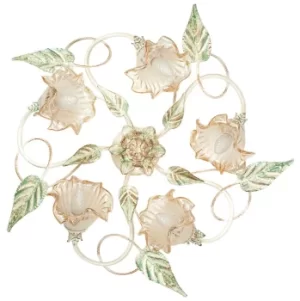 Image of PRIMAVERA 5 Light Multi Arm Semi Flush Ceiling light Ivory 68x20cm