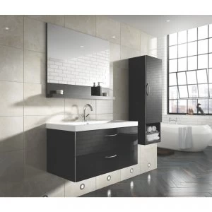 Image of Wickes Bientina Black Gloss Mirror Storage Unit - 900 mm