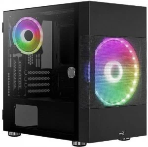 image of Aerocool Atomic-g-bk-v1 RGB Tempered Glass Mini Tower Case - Black