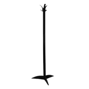 image of Black Coat Stand with three hooks - made from extruded polymer - 1550 x 585