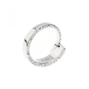 image of Ladies Karen Millen Silver Plated Contoured Crystal Ring ML