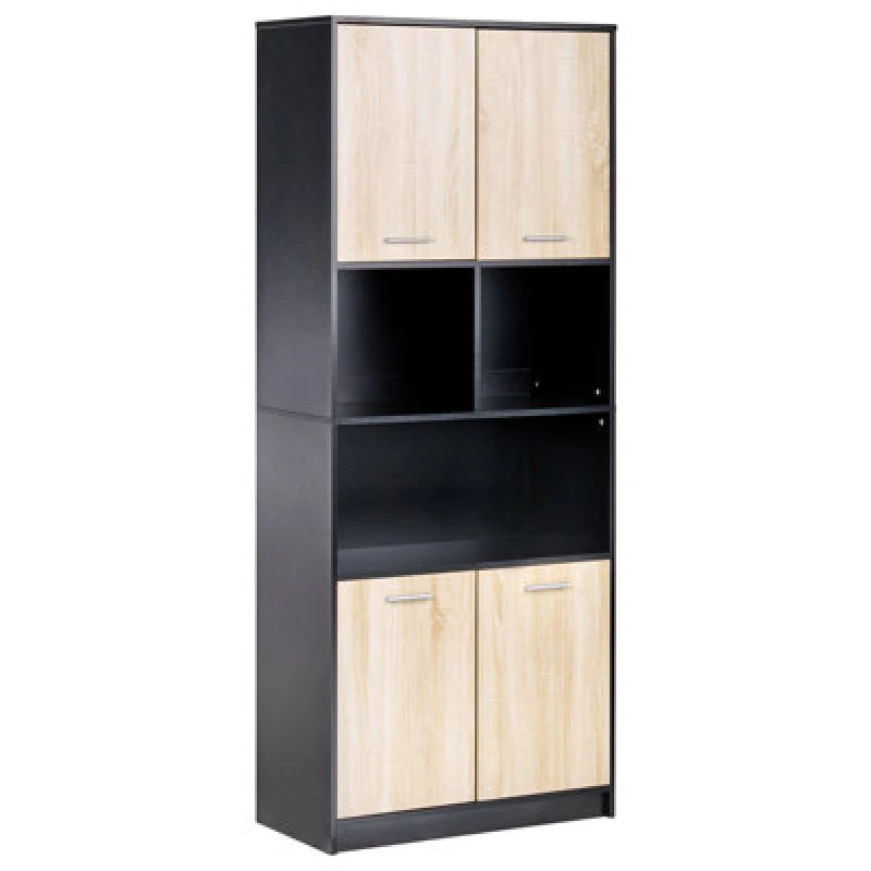 Image of Beliani 4 Door Bookcase Zehna Brown/ Black