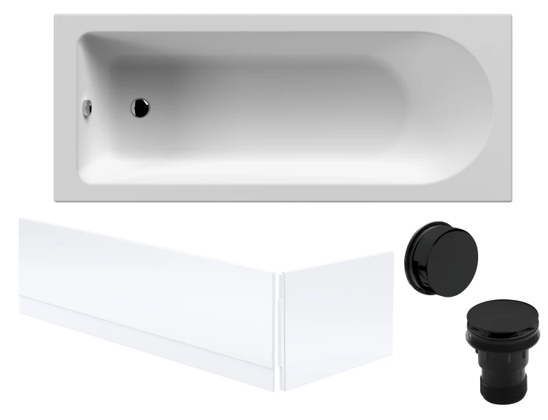 Image of Balterley Round Bath with Front and End Panel and Black Waste 1700 x 700mm Black