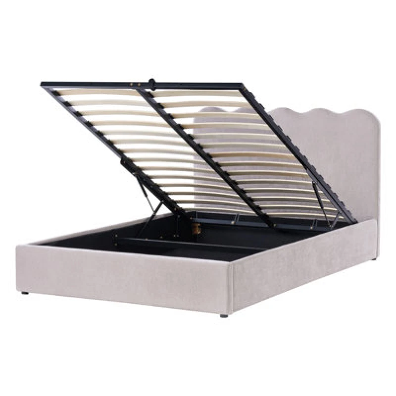 Image of Beliani Ottoman Bed Chenille Nanterre 140 X 200 Cm (Eu Double) Taupe
