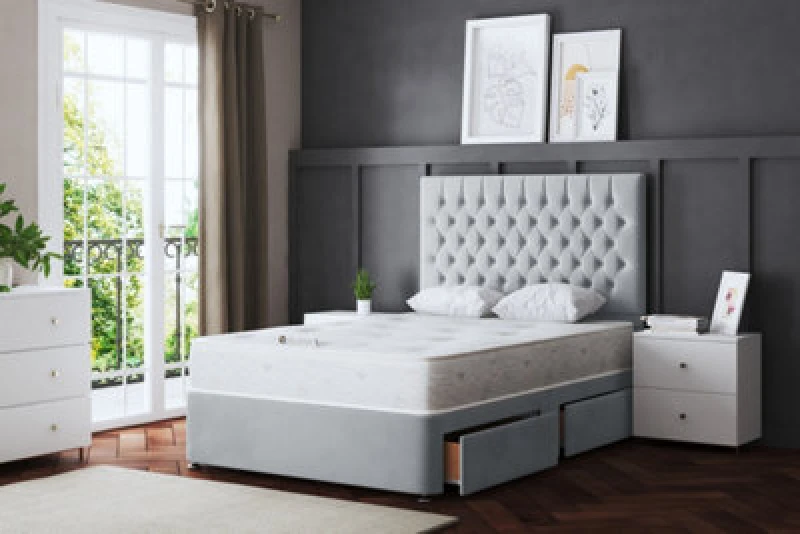 Image of DS LIVING Seraphine Silver Chesterfield Divan Bed With Two Drawers Single AM_CHSTFLD2D_SIN_SIL