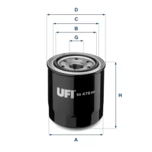 image of UFI 23.476.00 Oil Filter Oil Spin-On