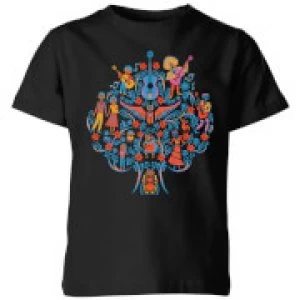 Image of Coco Tree Pattern Kids T-Shirt - Black - 11-12 Years