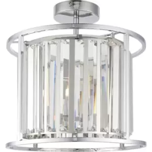 image of Semi Flush Multi Arm Bathroom Ceiling Light - Chrome Plated & Clear Crystals