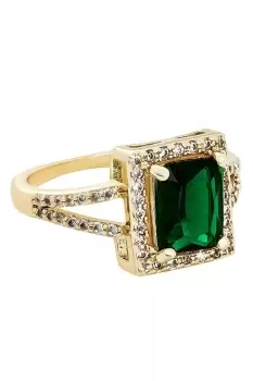 image of Gold Plated Emerald Cubic Zirconia Cocktail Ring