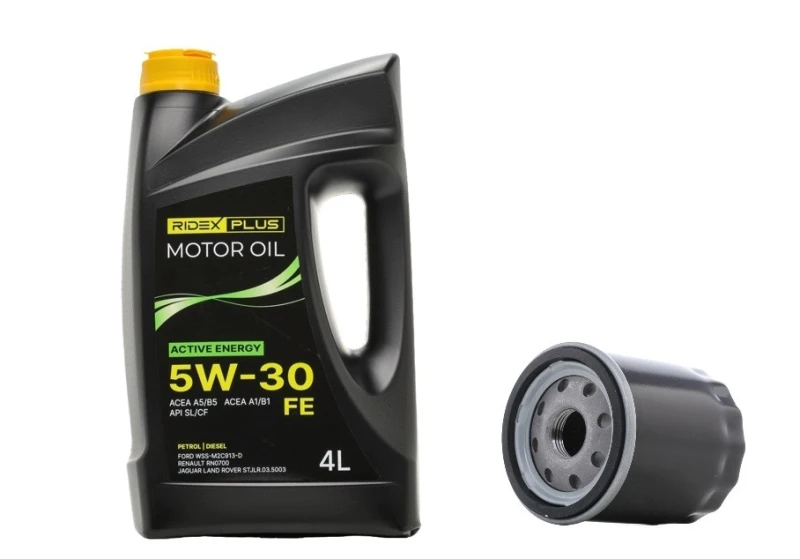 Image of RIDEX PLUS 100908O0103P Oil change kit (oil filter + engine oil) Oil change kit (oil filter + engine oil) (100908)