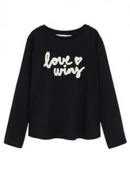 Mango Girls Love Wins Long Sleeve Tshirt - Black, Size Age: 8 Years, Women