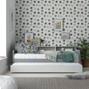 Image of Tyler Grey And White Guest Bed And Trundle With Pocket Mattresses