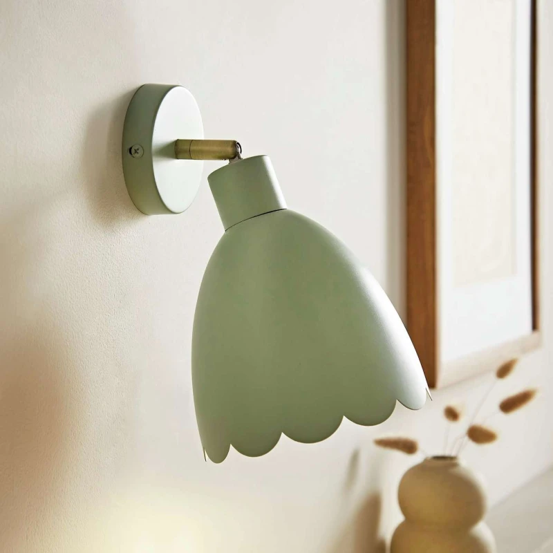 Image of ValueLights ValueLights Millie Metal Wall Light - Soft Green
