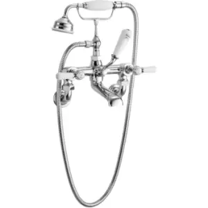 image of Topaz Hexagonal Lever Bath Shower Mixer Wall Mounted - White Indices - Hudson Reed