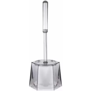 Image of Grey Toilet Roll Holders Free Standing Acrylic Brush Holder Hexagon Toilet Brushes And Holders Sets Diamante Detailed Freestanding Toilet Roll Holder