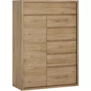 image of Shetland 1 Door 6 drawer cupboard - Shetland Oak Finish