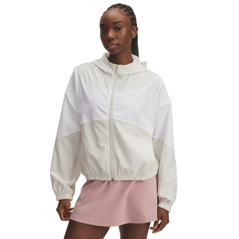 Image of Under Armour Womens Rival Woven Tracksuit Top White female 14 (L)