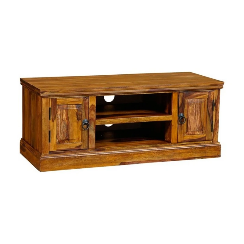 Image of Jaipur Furniture Ltd Ganga Medium Plazma TV Cabinet - Sheesham Wood - L45 x W125 x H45cm - Honey Dark Finish in Brown Brown Unisex
