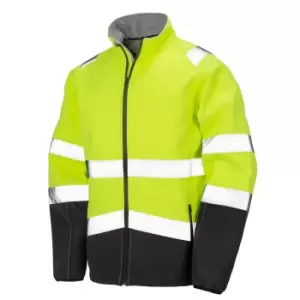 Image of Result Safeguard Mens Printable Safety Softshell Jacket (3XL) (Fluorescent Yellow/Black)