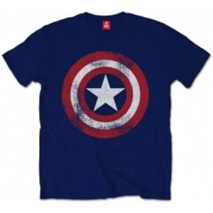 Image of Captain America Distressed Shield Navy TS: Small