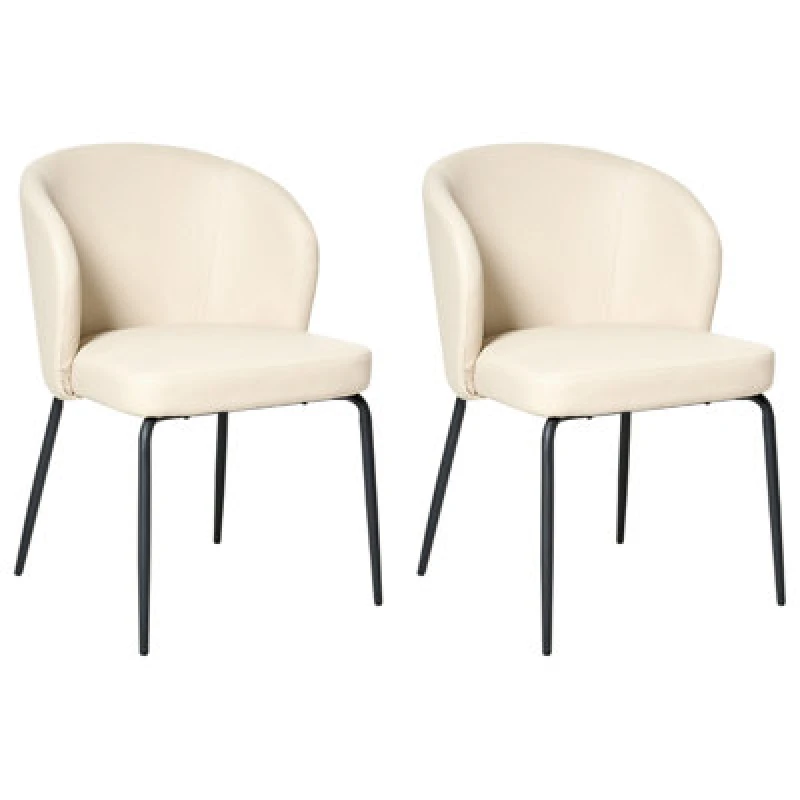 Image of Beliani Set Of 2 Dining Chairs Zana Faux Leather Light Beige