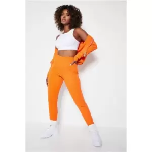 image of I Saw It First Orange Recycled Ribbed High Waisted Leggings - Orange