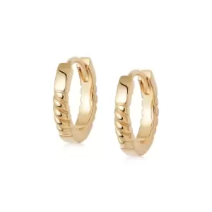 image of Daisy London Jewellery 18ct Gold Plated Sterling Silver Stacked Rope Huggie Hoop Earrings 18Ct Gold Plate