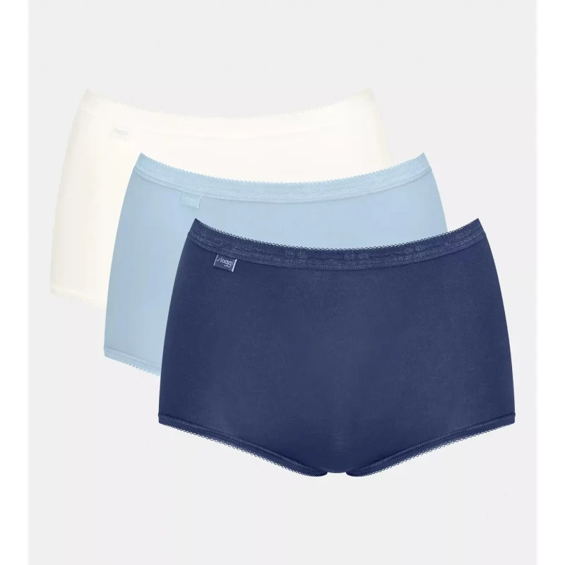 Image of Sloggi Womens Basic+ Maxi 3 Pack Briefs in Blue Size: 12 Blue Female 12
