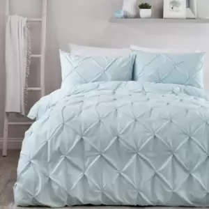 Image of Serene Lara Ruched Easy Care Duvet Cover Set, Duck Egg, King