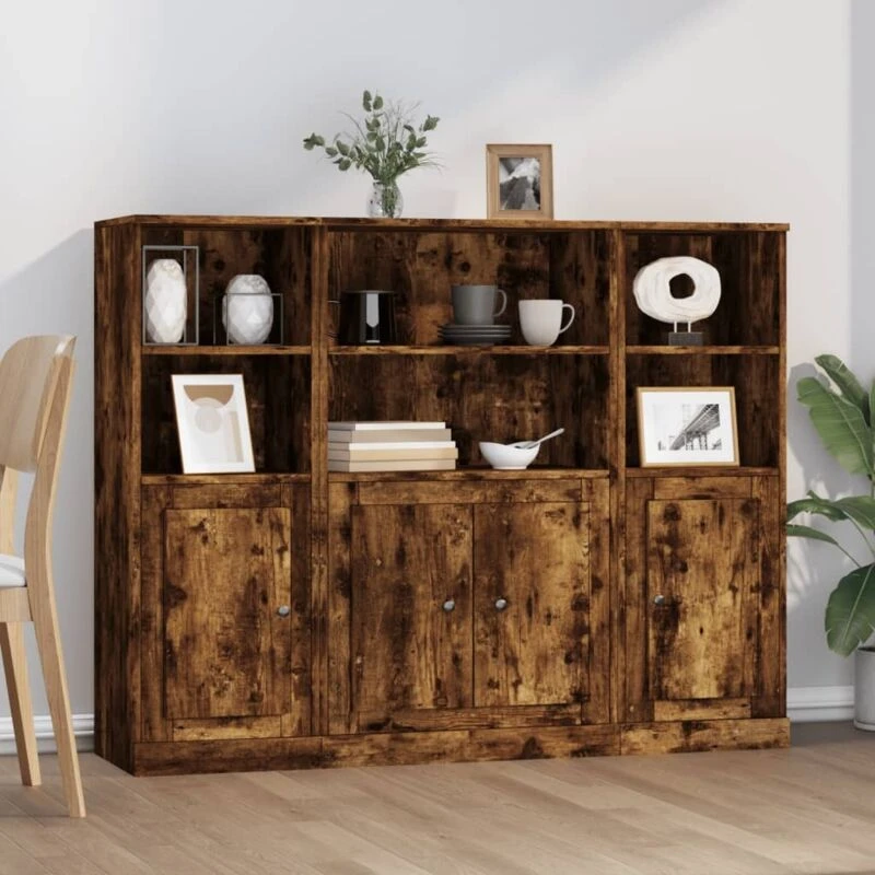 Image of Vidaxl Highboards 3 Pcs Smoked Oak Engineered Wood